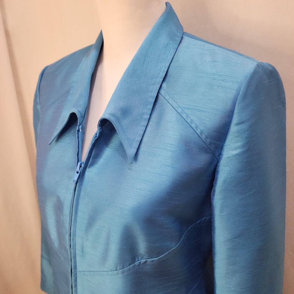 Shomi by Miller Shor Vintage Y2K 2-Piece Nylon Pants Jacket Teal Pantsuit Set 6P - Picture 12 of 16